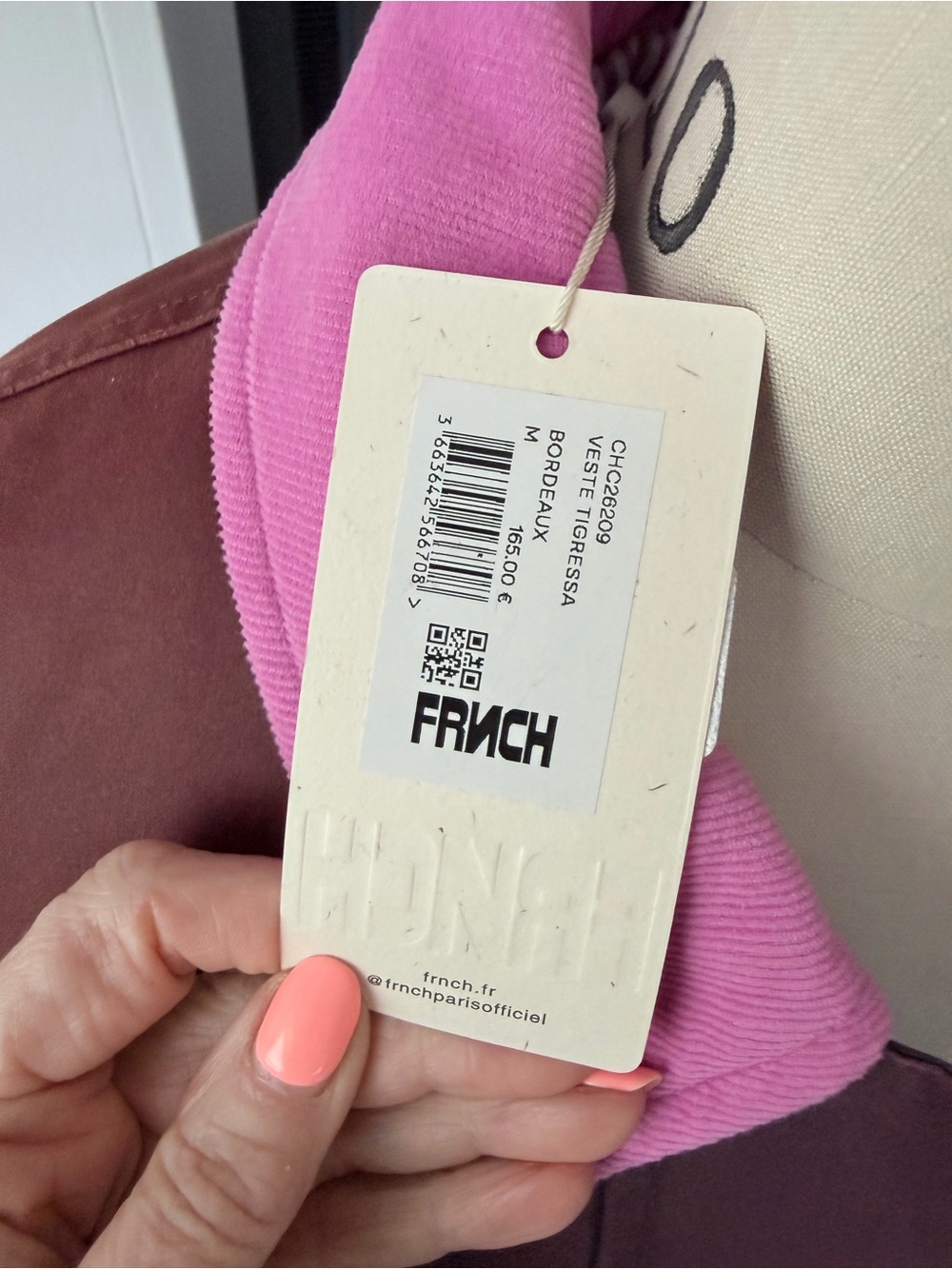 NWT FRNCH Paris Tigressa Cotton Canvas Utility Jacket Bordeaux Burgundy Pink M - Picture 13 of 14